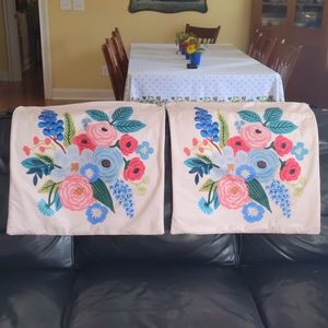 Rifle Paper Company Pale Pink Floral Print Pillow Covery--pair